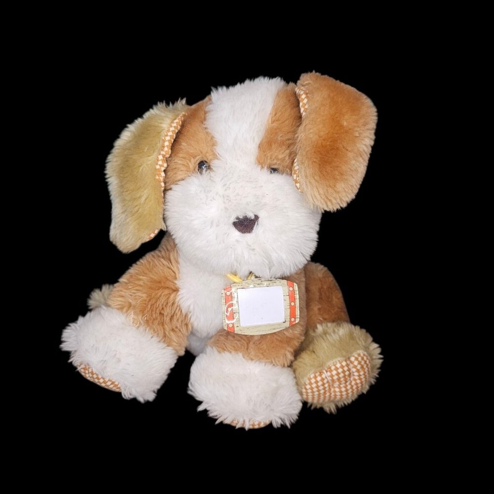 VTG 90s Avon St Bernard Puppy Plush Brown Dog Stuffed Animal 9 Inches Plaid Paws